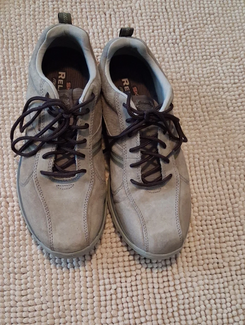 Skechers Women Gray and Dark Brown Lace-Up Casual Sneakers